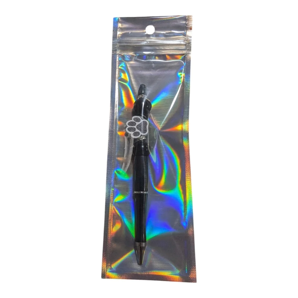 Hand Crafted black Paw Print Beaded Pen rhinestones Ball Point NEW